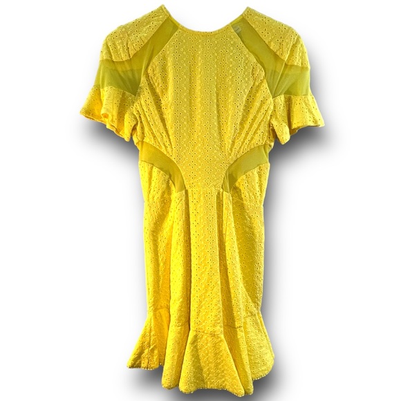 KATRINA GRIMALDI Lila Eyelet Mini Dress in Yellow Short Sleeve NEW WITH TAG XS - Picture 14 of 16